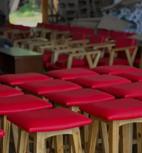 Koleksi Kursi Bar Jati Minimalis jok merah produksi Karya Mebel Jepara