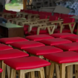 Koleksi Kursi Bar Jati Minimalis jok merah produksi Karya Mebel Jepara